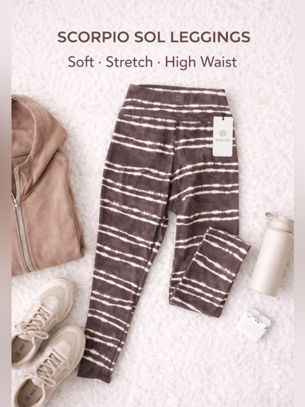 Scorpio Sol Tie Dye Leggings High Waist Stretch Activewear Brown Small